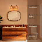 Bathroom Vanity Light Fixtures,2-Light Rattan Bathroom Lighting Fixtures Over Mirror,Farmhouse Wall Sconces Boho Woven Lampshade,Rustic Wall Mounted Wooden Base Wall Light for Bedroom Hallway Stairs - color: 2light-Cylinder shade