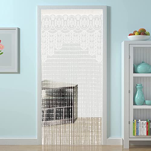 HSYLYM String Door Privacy Lace Curtain Macrame Boho Doorway Window Curtains for Wall Divider Windows Door Covers Decorative Room Separation (35×79in/90×200cm,White) - color: White, size: 35"W x 79"L (Pack of 1)