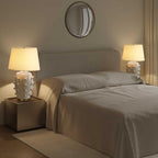 Modern Ceramic Linden Table Lamp - 26" White Ball Farmhouse Design, Classic Table Lamp Pottery Tapered Drum Shade for Living Room, Bedroom, Office, and Home （White） - color: White Pottery, size: 26 inch