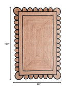 Braided Scalloped Jute Rug Natural with Black Trim, Handmade Farmhouse Boho Area Rug for Entryway, Kitchen, Hallway, Living Room, Bedroom, Rustic Woven Floor Rug - (Black- 8X10 ft) - size: 8' x 10' (Rectangular)