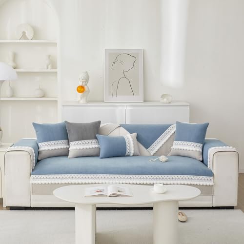 VClife Modern Couch Cover, Non Slip Dog Sofa Cover, Blue, 35.4" x 63" | Pet-friendly Sofa Covers, Scratch-resistant, Waterproof, Non Slip That Stay Firmly In Place, Durable and Machine Washable - color: 01# Blue, size: 35.4" x 63"