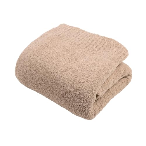 JOOJA Dusty Rose Fuzzy Knitted Blanket, Soft Plush Queen Size for Bed, Cozy Lightweight Blanket for All Seasons, Dusty Rose, 90x90 - color: Dusty Rose, size: 90x90