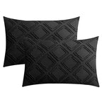 JELLYMONI Pillowcases Standard Size Black 2 Pack Boho Plaid Bed Pillow Covers 20x26in Polyester Envelope Pillow Shams Tufted Bohemian Textured (Pillows are not Included) - color: 07 - Black - Grid, size: 26" x 20" (Pack of 2)
