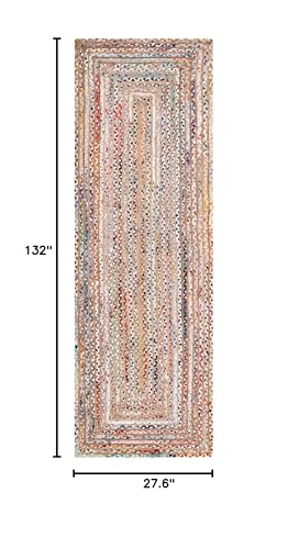 SAFAVIEH Cape Cod Collection Runner Rug - 2'3" x 11', Beige & Multi, Handmade Jute & Cotton, Woven Braided Design (CAP202B) - color: Beige/Multi, size: 2'3" x 11' (Runner)