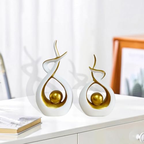 Baoblaze 2 Pieces Abstract Art Sculpture,Home Decor Luxury Elegant Unique Modern Decorative for Dining Room Office Housewarming Gift, Gold