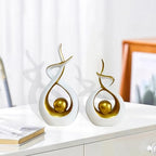 Baoblaze 2 Pieces Abstract Art Sculpture,Home Decor Luxury Elegant Unique Modern Decorative for Dining Room Office Housewarming Gift, Gold