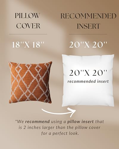 Woven Jacquard Throw Pillow Cover, Pack of 1 Geometric Pattern Textured Decorative Cushion Covers for Sofas, Couches, Fade Resistant Pillow for Sofa & Couch, Savoy, Orange, 18x18 Inch - color: Orange - Savoy
