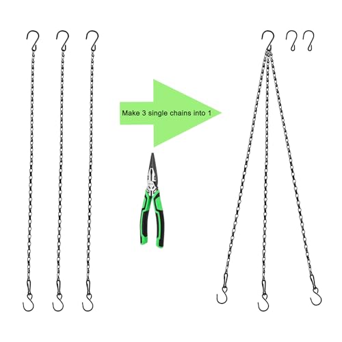 Chain for Hanging Plants,25 Inch Black Hanging Chain Basket Kits with Hooks for Bird Feeder Plant Extender Porch Wind Chime (Black, 25 Inch-4PCS) - color: Black, size: 25 Inch-4PCS