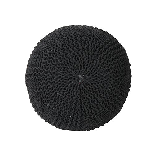 Christopher Knight Home Ansel Knitted Cotton Pouf, Dark Grey - color: Dark Grey