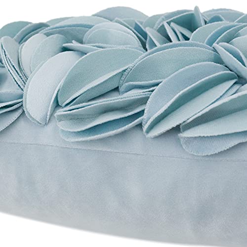 KINGROSE Handmade 3D Floral Accent Throw Pillow Case Soft Pillow Cover Gorgeous Cushion Cover for Sofa Couch Bed Home Decor 12 x 20 Inches Velvet Light Blue - color: Light Blue - Velvet