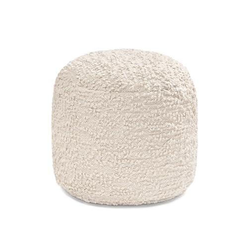 Anji Mountain Pouf Ottoman Foot Rest, Handmade Ottoman Pouf, Comfortable Foot Stool, Decorative Floor Seating for Living Room Decor, Bedroom & Home Décor Accent - Ivory - color: Ivory
