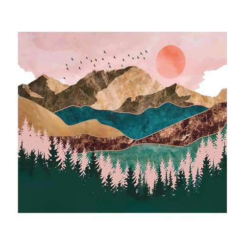 Mountain Sunset Tapestry Large Wall Hanging for Bedroom Living Room Nature Landscape Decor - color: Sunset, size: 59.1"L x 51.2"W