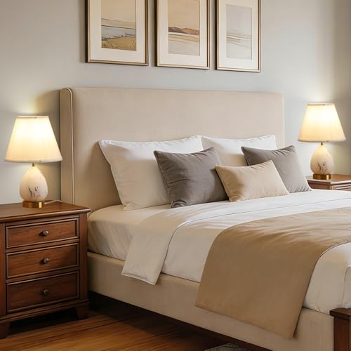 Modern Ceramic Table Lamps Set of 2 for Nightstand, Touch Dimmable Small Bedroom Lamp for Night Stands, Living Room, Kids Room (Gold of 2 Pack) - color: Gold of 2 Pack