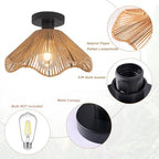 Surpars House Boho Rattan Ceiling Light Fixture, Mini Rattan Chandelier Lighting Fixture, Hand Woven Ceiling Light Fixtures for Hallway Bedroom Kitchen Entryway Living Room (Light Brown) - color: Light Brown