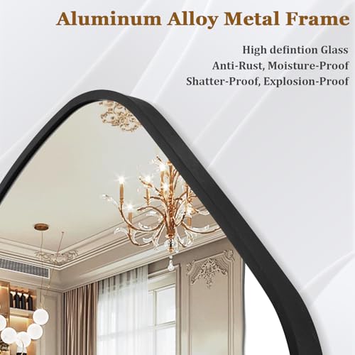 Irregular Wall Mirror Asymmetrical Mirrors, 19''x20'' Black Metal Framed Mirror for Bathroom Bedroom Living Room Entryway, Decorative Modern Wall Decor, Wall Mouted - color: Black-irregular 1(20"x19")