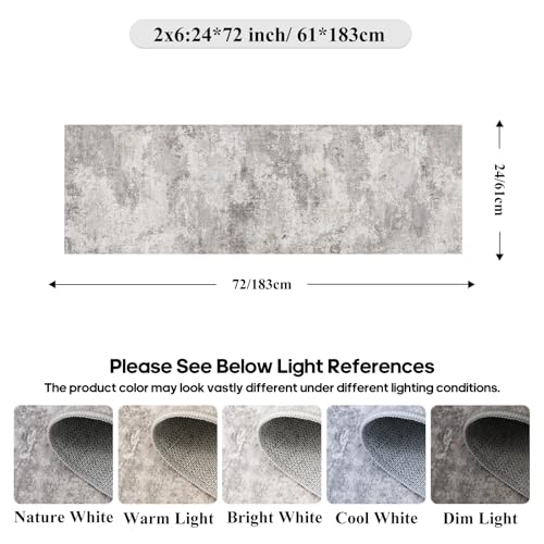 Rug Runners Abstract 2x6 - Washable Hallway Runner Rugs Non Slip Kitchen Carpet Low Pile Soft Indoor Floor Mat Front Door for Bedroom Entryway Laundry 2x6 Grey - color: Grey01, size: 2' x 6' (Rectangular)