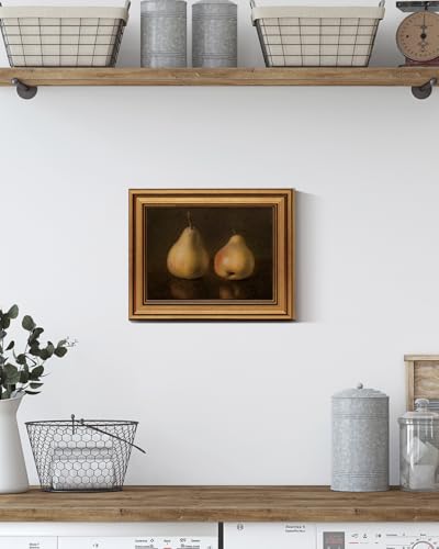 HUARCEY Gold Framed Vintage Wall Art for Living Room, Pear Fruits Painting Prints Shelf Decor for Kitchen, Aesthetic Bedroom Wall Art Decor, Christmas Gift for Friends or Family (Two Pears - 8"x10") - color: Two Pears, size: 10"L x 8"W