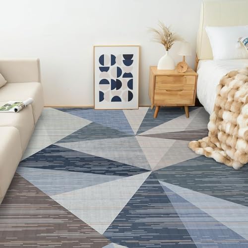 HOMFINE Washable Modern Area Rug - Geometric Style 8x10 Rugs for Living Room, Bedroom, Machine Washable Rug Soft Non Slip Non Shedding Area Rug - Blue, 8'x10' - color: Blue, size: 8' x 10' (Rectangular)