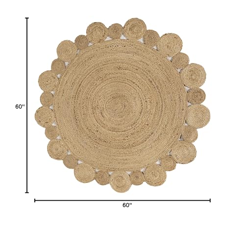 JONATHAN Y Eden Jute Hippie Circle Natural 5' Round Indoor Area Rug, Natural-Fibers, Geometric, Easy-Cleaning for Living Room, Bedroom, Kitchen, Pet Friendly, Non-Shedding (RNF102A-5R) - size: 5' (Round)
