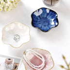 JAMEND CLXP 2PCS Lotus Leaf Shape Ring Holder Dish, Small Key Bowl, Ceramic Trinket Tray Jewelry Dish Organizing Necklace Earrings for Mom Friend Sister, All Jewelries Are NOT Included. Blue+Pink.… - color: Blue+Pink