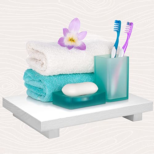 Nuogo Wood Riser Tray Soap, Stand Soap Tray for Kitchen Sink, Wood Pedestal for Kitchen Counter Sink Stand Decorative Rustic Bathroom Dishes Plant Bottles Candles Display(12 x 7 Inch,White) - color: White, size: 12 x 7 Inch