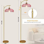 QIYIZM Pink Floor Lamp for Living Room,Bedroom,Gold Dimmable Standing Lamp with Remote,Mid Century Modern Brass Tall Lamp Boho Floor Lamps Arc Stained Glass Flower Floor Light Lamp Girls kids Bohemian - size: 22-Floor Lamp