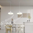 Plug-in Pendant Light with Remote Control, Bluetooth Speaker, and Color Changing LED 8.7" 18W Adjustable Farmhouse Hanging Fixture for Kitchen Island, Bar, Dining Room, Bedroom, Entryway - color: White-9inch