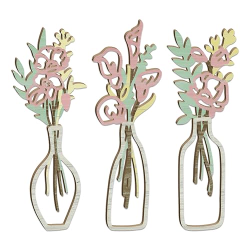 Putuo Decor Flowers Wall Arts Set of 3，Rustic Farmhouse Style Decor，Minimalist Flower Natural Themed Wall Decors for Living Room Bedroom Bathroom Office Nursery Farmhouse Modern - color: Pink