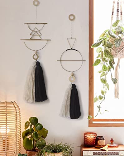 Cute Wall Hanging Macrame Wall Hanging Brass Wall Art Tassel Handmade Home Décor (Gold) - color: Gold