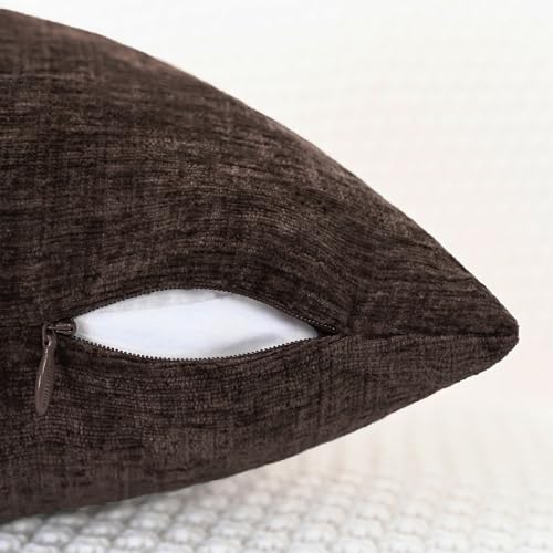 CaliTime Throw Pillow Covers Decorative 16 X 16 Inches Pack of 2 Cozy Chenille Cushion Cases for Couch Sofa Bed Living Room Home Coffee - color: Coffee, size: 16" x 16" (Pack of 2)