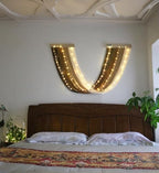 Macrame Fairy Lights Battery Operated with Remote | Large Macrame with 20ft 100 LED String Lights,Brown Gradient Warm White Light for Living Room,Bedroom,Christmas,Holiday Deco - color: Brown-Warm White