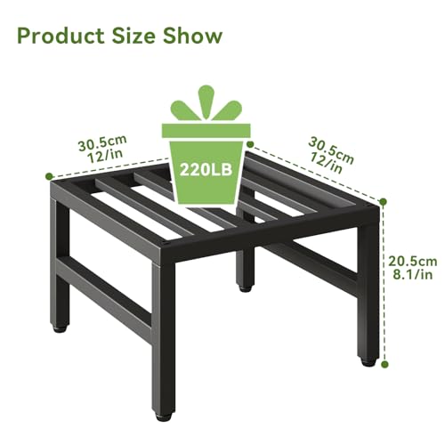 IBUYKE 3 Pack Metal Plant Stand Indoor Outdoor, Heavy Duty Small Flower Pot Stand, Modern Square Plant Shelf Flower Stand for Living Room Patio Balcony Garden, Black TMJ075B-3 - size: 12inch-3 Pack