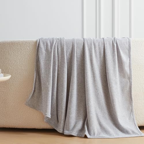 COOVA Lightweight Knit Throw Blanket for Couch, Decorative Blanket, Soft and Cozy Throw for Sofa, Bed or Chair, Living Room (Light Grey, 50x60 inches) - color: Light Grey, size: 50"x60"