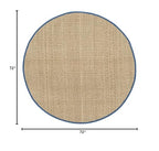 SAFAVIEH Area Rug 6' Round - Natural Fiber Collection - Natural & Navy, Seagrass, Basketweave Pattern with Border (NF114T) - color: Natural/Light Navy, size: 6' (Round)