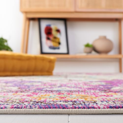 SAFAVIEH Monaco Collection Area Rug - 2'2" x 4', Violet & Light Blue, Non-Shedding & Easy to Clean, Distressed Medallion Design, Ideal for Front Door, Kitchen, Entryway, Accent Space (MNC243L) - color: Violet/Light Blue, size: 2'2" x 4' (Rectangular)