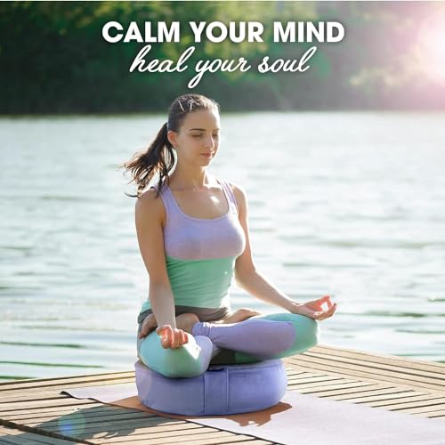 Yes4All Meditation Cushion, Floor Pillow Foam Zafu Buckwheat, Mandala Pattern Yoga Meditation Bolster Pillows, Floor Cushions - color: Violet - Upgraded