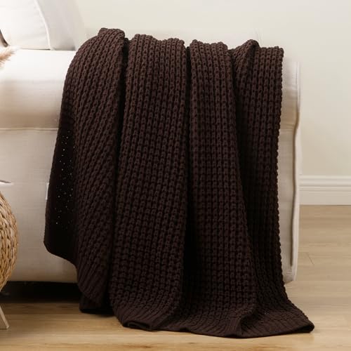 Bunnikins & Clover Dark Brown Throw Blanket for Couch, 50"x60" Soft Chenille Knit Throw Blanket for Home Decor, Decorative Chocolate Brown Blanket for Bed, Living Room - color: Brown, size: 50"x60"