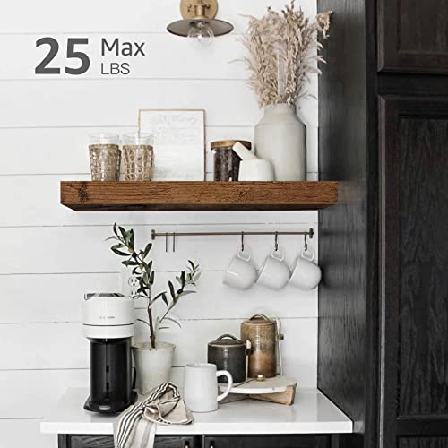 QEEIG Bathroom Floating Shelves for Wall - 15.7" Wall Mounted Shelf Over Toilet Farmhouse Home Decor Display Bookshelf Small 15.7 x 6.7 inch Set of 2, Rustic Brown (008-40BN) - color: A. Brown, size: 15.7"