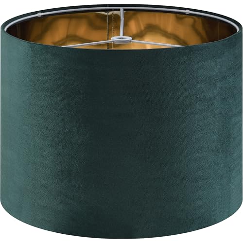 Green Velvet Lampshades Set of 1 Large Drum Lamp Shade 16" Top x 16" Bottom x 10" High (Spider) Modern Lamp Shade - Ideal for Table & Floor Lamps - Lampshades Replacement - By GO&SO - color: Green-Velvet, size: 16*16*10 inch-1 Pack