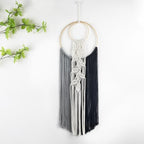 LB Black Macrame Wall Hanging, Handmade Woven Tapestry- Boho Dream Catchers Grey and Black Hanging Macrame Wall Art for Living Room Apartment Office Backdrop,10X30 Inch - color: Grey