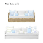 Hofdeco Premium Grandmillennial Coastal Hampton Patio Indoor Outdoor Lumbar Pillow Cover Only, 12"x20" Water Repellent for Backyard, Couch, Poolside, Blue Green Block Print Striped Lily of the Valley - color: Baby Blue Green Block Print Striped Lily of th