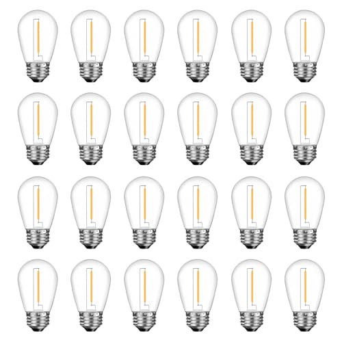 GvvooHome LED S14 Replacement Light Bulbs for Patio String Light, Shatterproof & Waterproof Hanging Light Bulbs for Outdoor String Lights, Dimmable, E26 Base, 24 Pack - color: Warm, size: 24 Pack