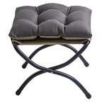 15" Foldable Foot Stool Ottoman with Metal Frame - Washable Dark Grey Upholstered Indoor/Outdoor Footrest for Living Room, Bedroom, Patio - Space-Saving Compact Design - color: Dark Grey