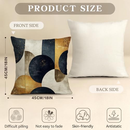 OBSEDE Abstract Blue Gold Painting Decorative Throw Pillow Covers 18 × 18 in, Set of 4, Couch Cushion Cases Inserts for Sofa Bed Living Room Home Decor, Single Side Print - color: Sapphire Gold Abstract Art, size: 18" x 18" (Pack of 4)