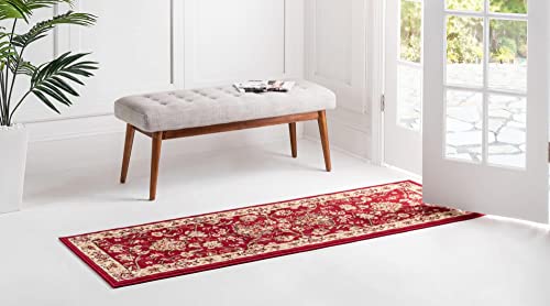 Unique Loom Sialk Hill Collection Area Rug - Washington (2' 2" x 8' 2" Runner, Burgundy/ Cream) - color: Burgundy/Cream, size: 2'2" x 8'2" (Runner)