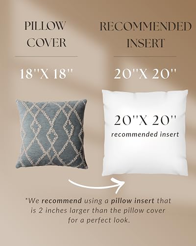 Woven Jacquard Throw Pillow Cover, Pack of 1 Geometric Pattern Textured Decorative Cushion Covers for Sofas, Couches, Fade Resistant Pillow for Sofa & Couch, Savoy, Blue, 18x18 Inch - color: Blue - Savoy