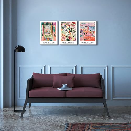 Wieco Art Canvas Wall Art 3 Piece Henri Mattise Art Abstract Colorful Matisse Posters Canvas Prints for Wall and Home Office Decorations - size: 12 x 16 inch x 3 pcs