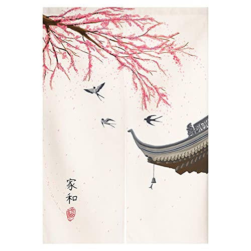 Japanese Noren Doorway Curtain Tapestry Traditional Chinese Cherry Blossoms Ink Painting Door Curtain Room Divider, 33 x 47 inch - color: Multi 8, size: 33.5"W x 47.2"L (Pack of 1)