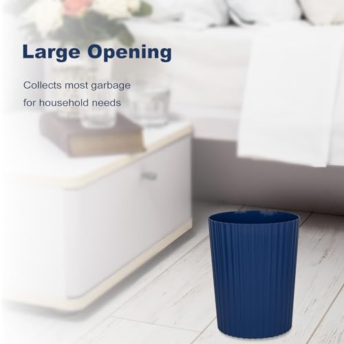 JiatuA Small Trash Can Plastic Wastebasket Round Garbage Container Bin for Bathroom, Kitchen, Bedroom, Home Office, College Dorm, Navy Blue - color: Navy Blue, size: 1.8 Gallons