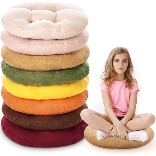 Fumete 8 Pcs 16 Inch Floor Cushions Pillow for Kids Bulk Classroom Round Flexible Seating Floor Cushions for Students Home Daycare School Reading Corner Yoga Meditation Picnic (Warm Earthy Tones) - color: Warm Earthy Tones